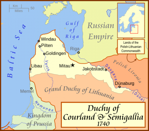 Partições da Polônia: O Ducado da Curlândia, um feudo ao norte da República das Duas Nações, deixa de existir a passa a fazer parte da Rússia Imperial